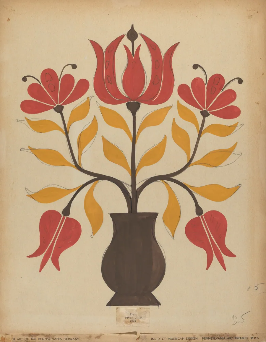 Drawing for Plate 5: From Portfolio "Folk Art of Rural Pennsylvania" by American 20th Century