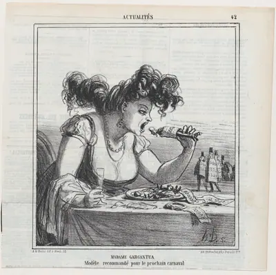 Madame Gargantua: A model, recommended for the next carnival, from 'News of the day,' published in Le Charivari, March 2, 1866
