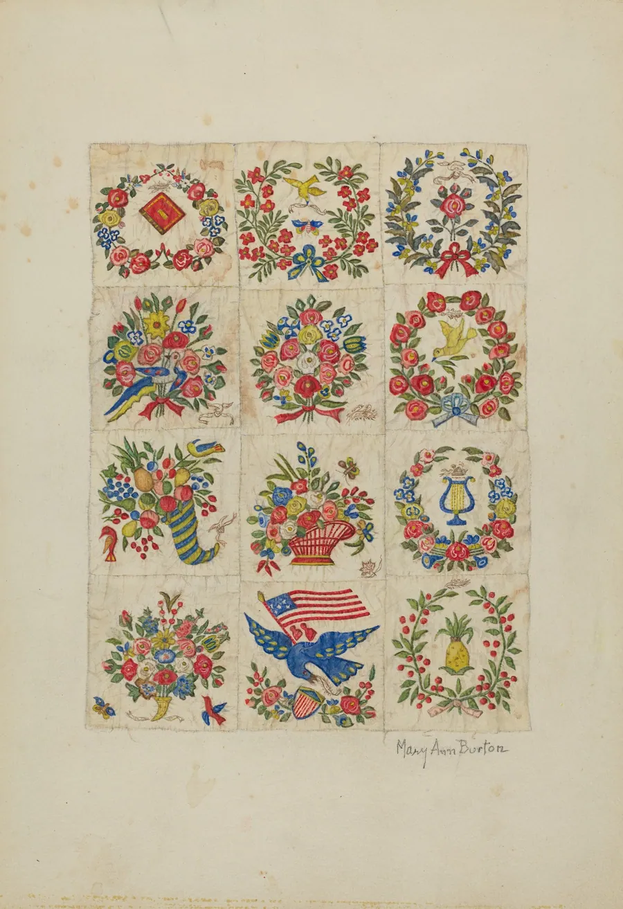 Applique Quilt (Friendship Quilt, or "Baltimo re Bride's Quilt") by Mary Ann Burton