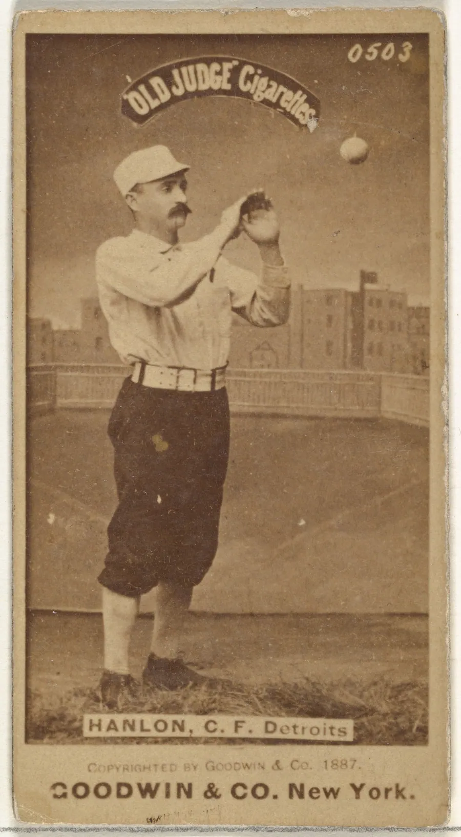Edward Hugh "Ned" Hanlon, Center Field, Detroit Wolverines, from the Old Judge series (N172) for Old Judge Cigarettes by Goodwin & Company