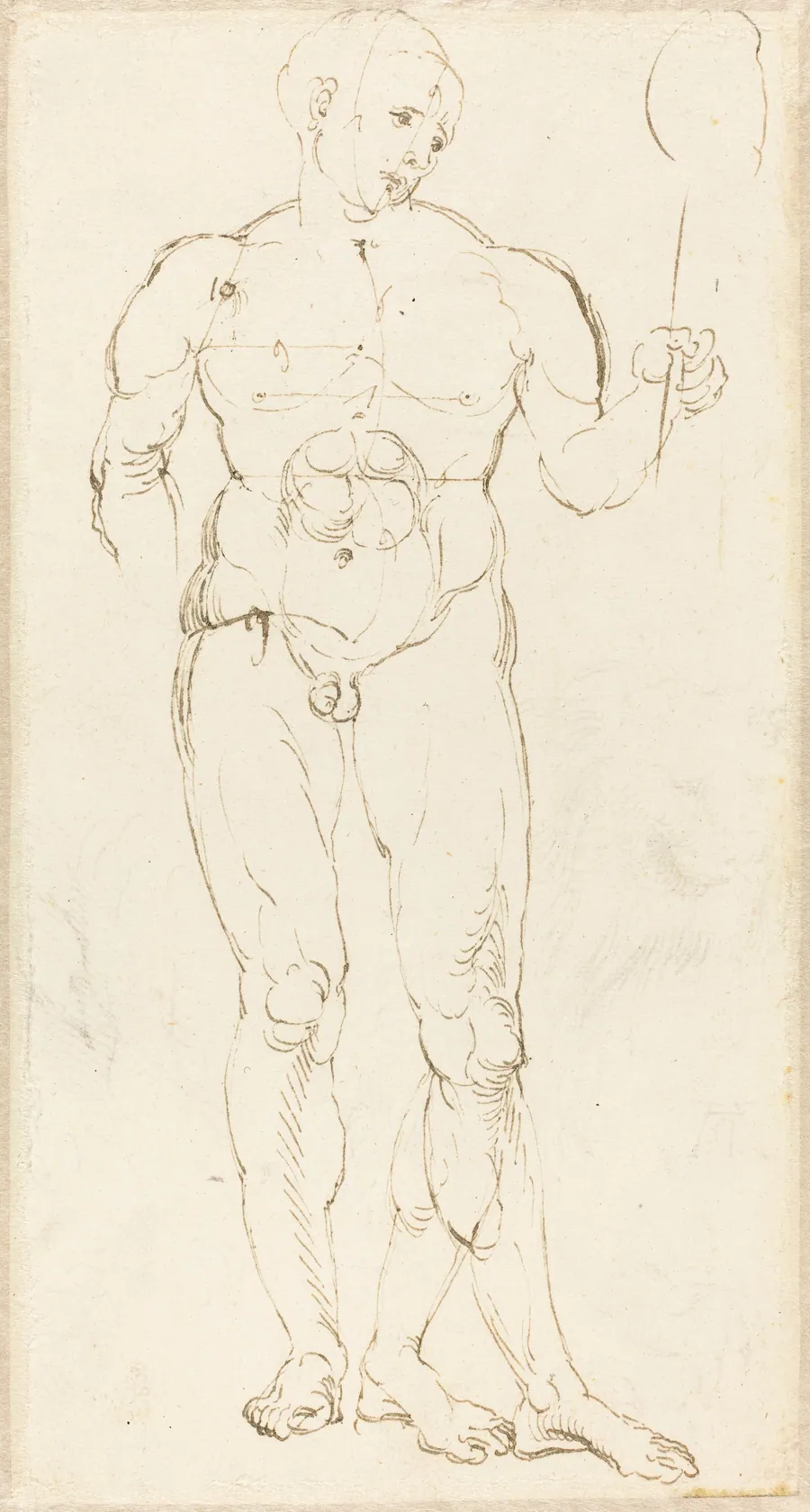 Male Nude Holding a Mirror [recto] by Albrecht Dürer