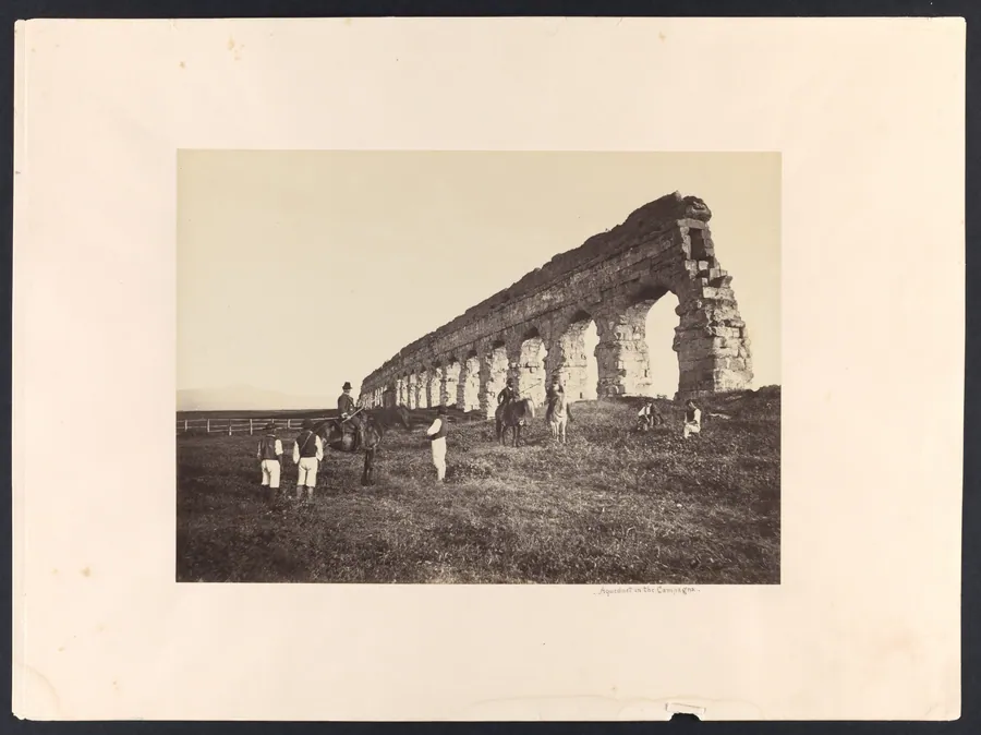 [Men on Horse by Roman Aqueduct] by Altobelli & Molins