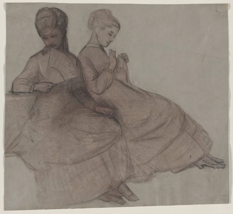 Two Young Women Seated by Lucien Simon