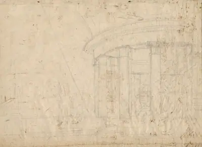 Architectural Fantasy on a Round Temple Enclosed with an Ambulatory (verso)