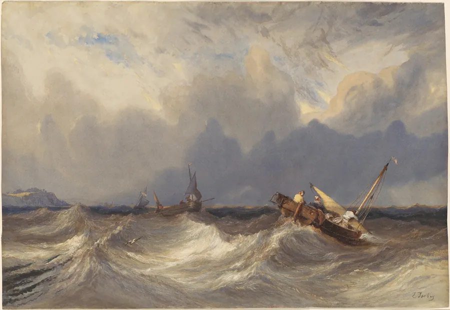 Fishing Boats Tossed before a Storm by Eugène Isabey