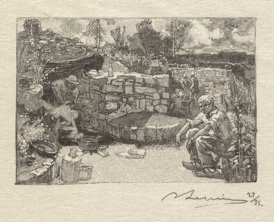 Fontainebleau Forest: Quarryman's Lodge (La Forêt de Fontainebleau: Une loge de carrier) by Auguste Louis Lepère