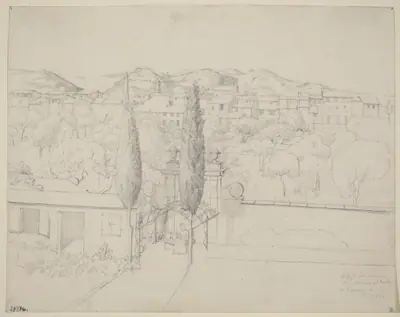 Aussicht aus meinem Fenster, via valfonda in Florenz (Gardens in Florence Seen from the Artist's Window)