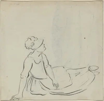 Girl with a Bonnet Reclining [verso]