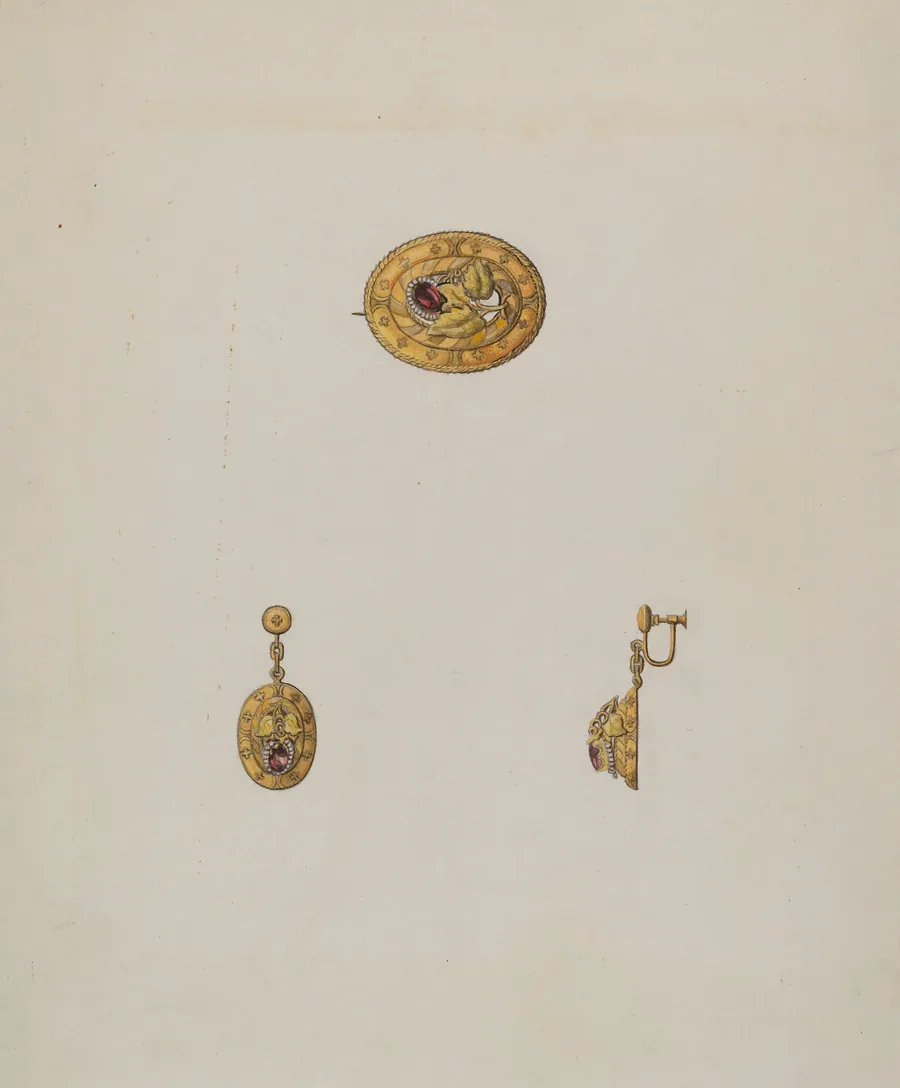 Pin and Earring Set by Bertha Semple