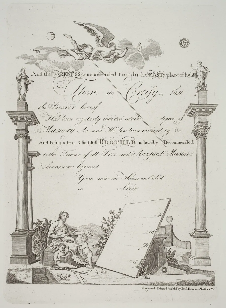 Masonic Certificate by Paul Revere