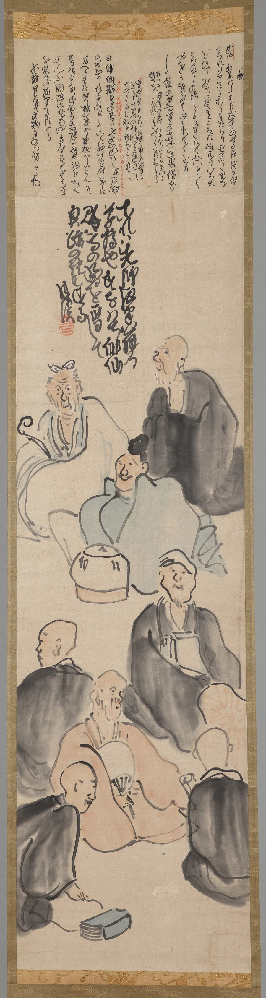 Gathering of Poetic Immortals with Poem Drafts by Matsumura Goshun