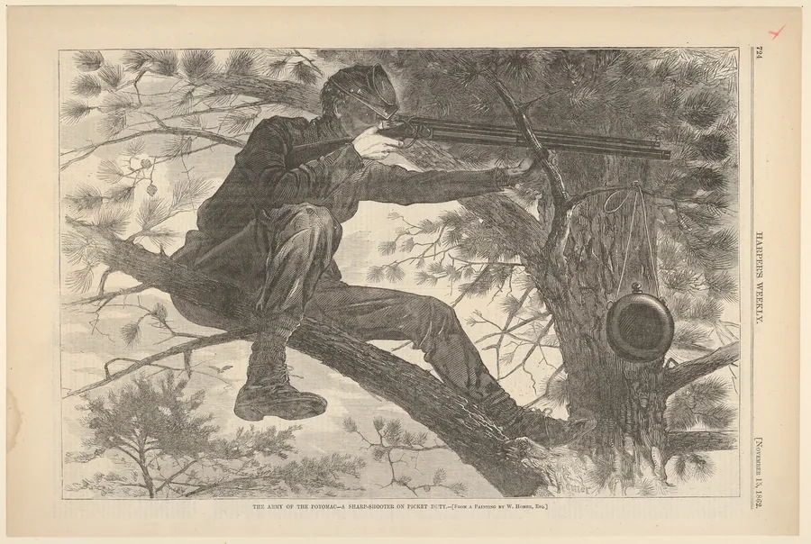 The Army of the Potomac – A Sharp-Shooter on Picket Duty (from "Harper's Weekly," Vol. VII) by Winslow Homer