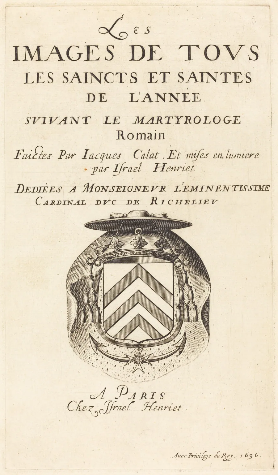 Title Page for Callot's "The Calendar of Saints" by Abraham Bosse
