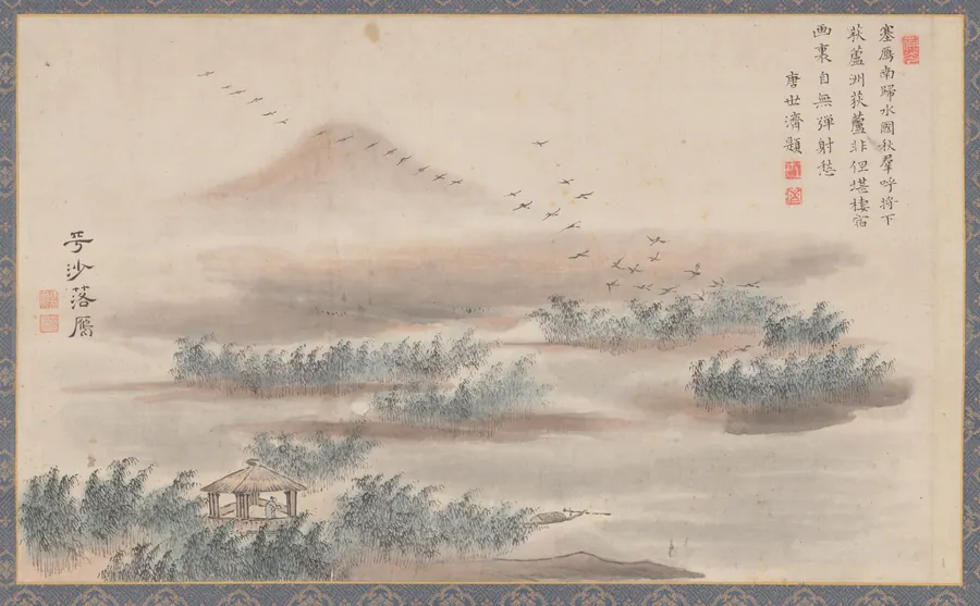 Wild Geese Descending on a Sandbar, from Eight Views of Xiao-Xiang by Tani Bunchō
