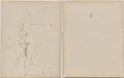 Study of Apollo for Marsyas (recto); Face in Profile (verso)