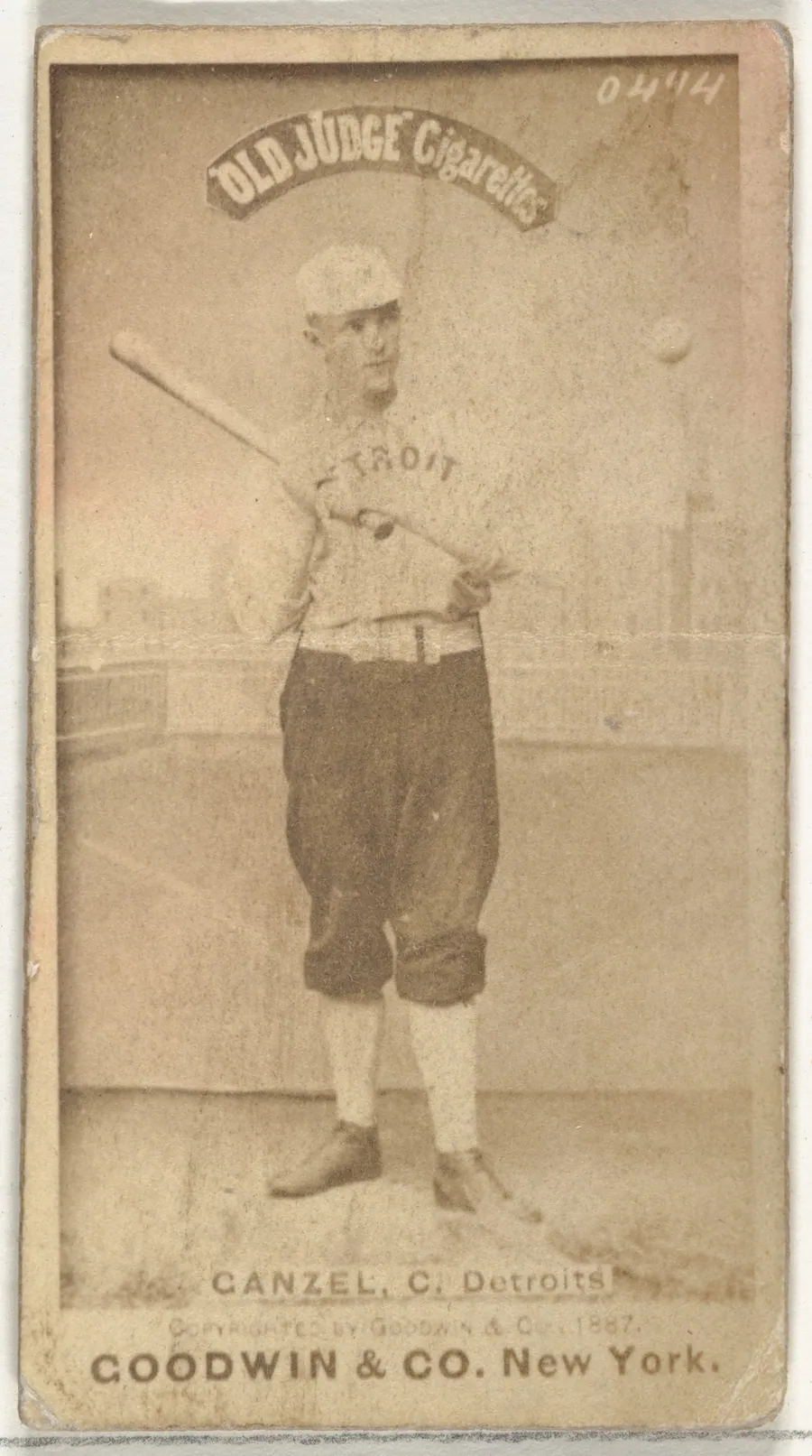 Charles William "Charlie" Ganzel, Catcher, Detroit Wolverines, from the Old Judge series (N172) for Old Judge Cigarettes by Goodwin & Company