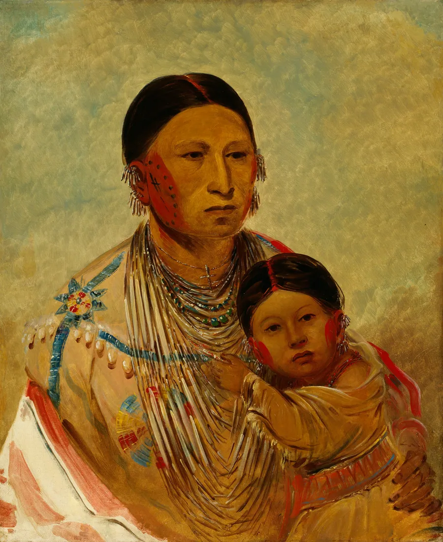 Ru-ton-ye-wee-ma, Strutting Pigeon, Wife of White Cloud by George Catlin, born Wilkes-Barre, PA 1796-died Jersey City, NJ 1872