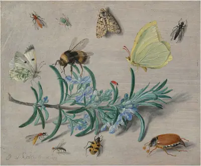 Insects and a Sprig of Rosemary