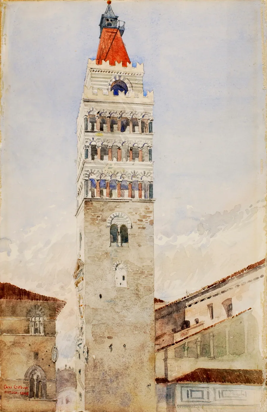 Cathedral Tower, Pistoia, Italy by Cass Gilbert, born Zanesville, OH 1858-died Brockenhurst, England 1934