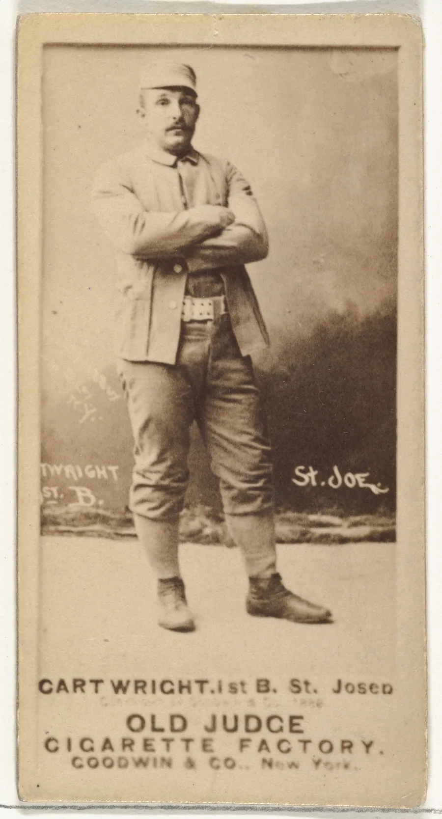 Edward Charles "Jumbo" Cartwright, 1st Base, St. Joseph Clay Eaters, from the Old Judge series (N172) for Old Judge Cigarettes by Goodwin & Company