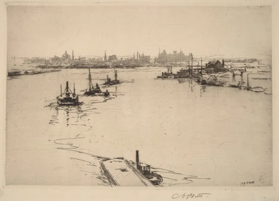 Williamsburg from the Bridge (Sketch) by Charles A. Platt