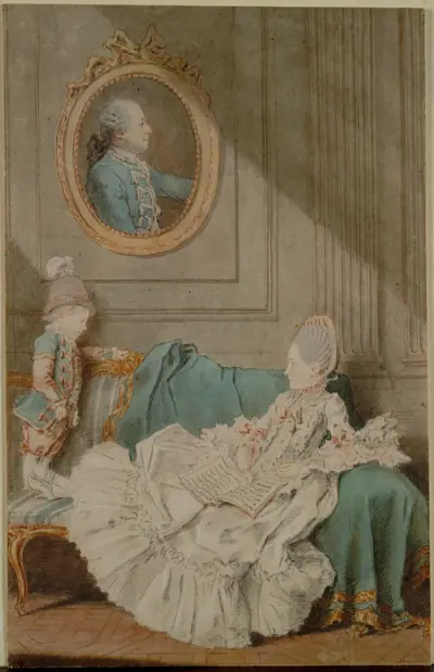 Madame Millin du Perreux and Her Son, with a Painted Portrait of Monsieur Jérôme-Robert Millin du Perreux