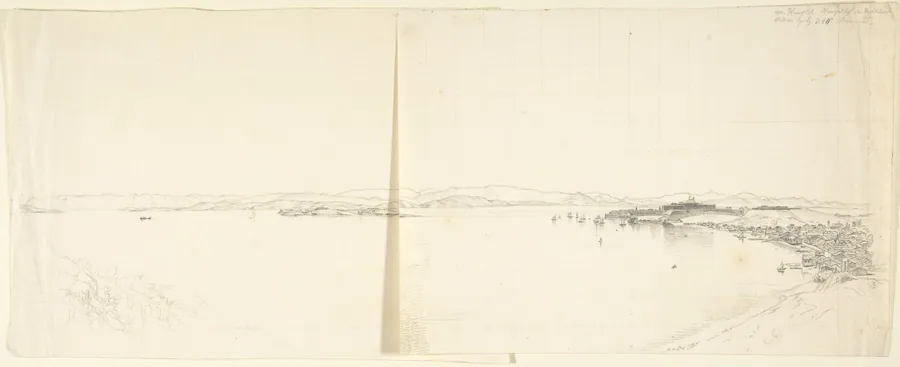 View of a Bay and Mountains by Franz von Hauslab the Younger