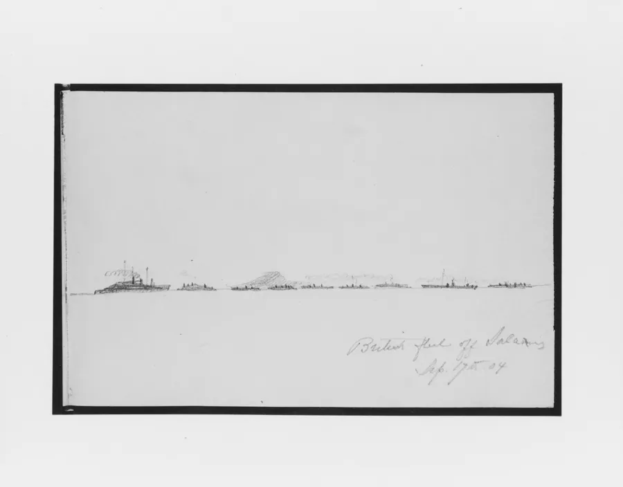 British Fleet off Salamis (from Sketchbook) by Mary Newbold Sargent