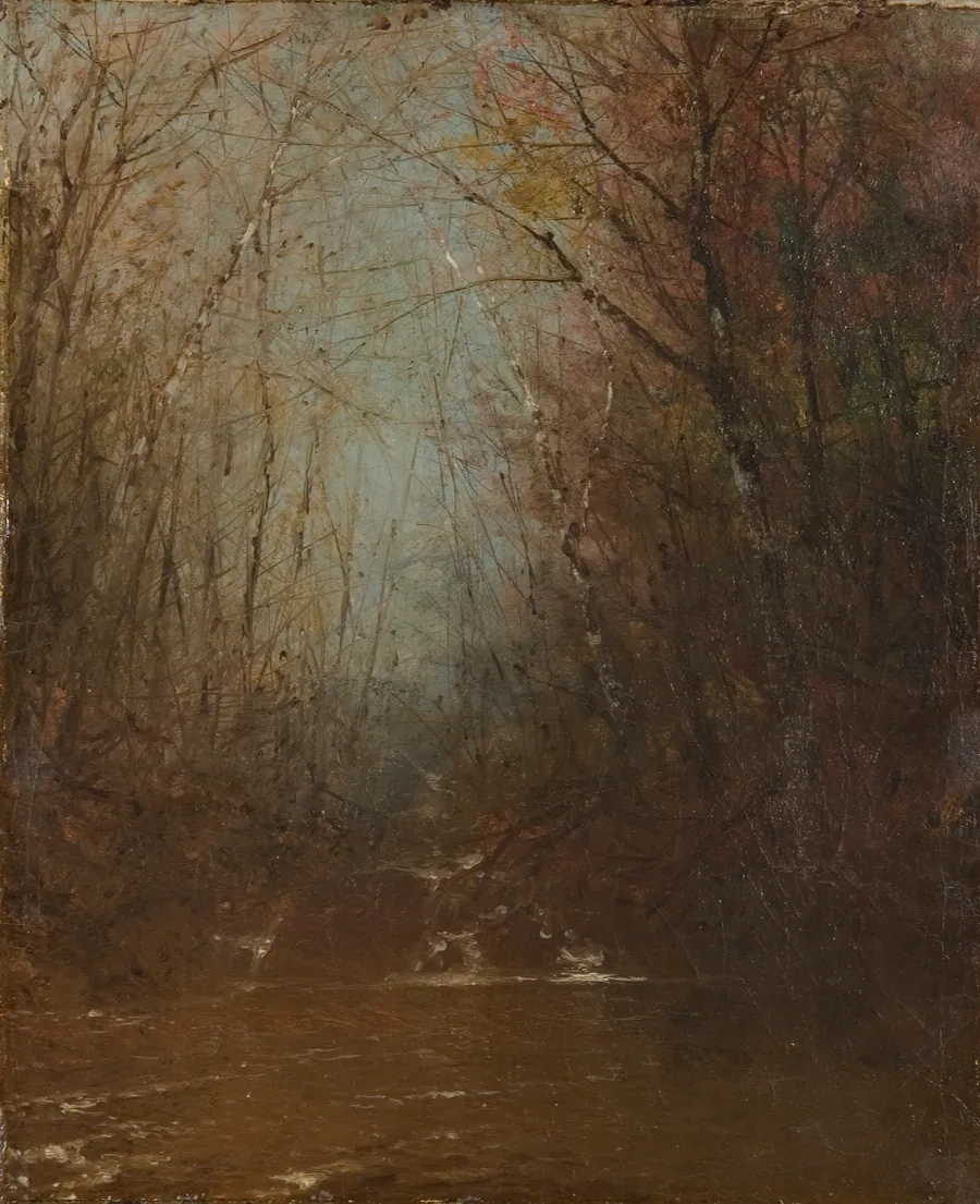 Forest Interior with Stream by John Frederick Kensett, born Cheshire, CT 1816-died New York City 1872