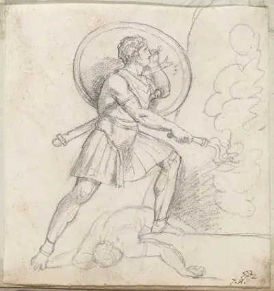 Warrior with a Shield and Torch