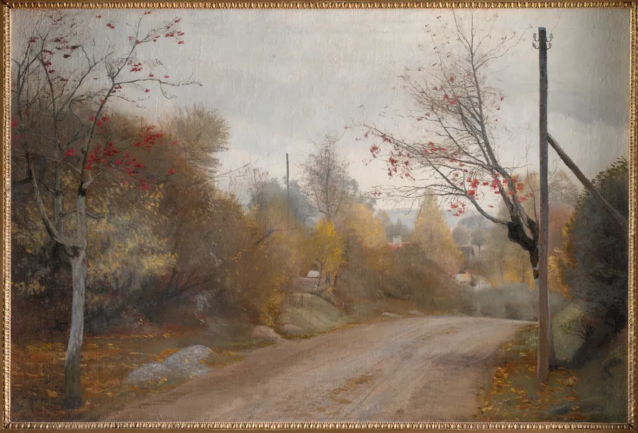 Landevejen ved Mogenstrup. Efterår by L.A. Ring
