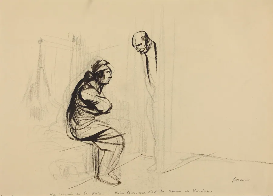 a) Au congres de la Paix (recto); b) Untitled (verso) by Jean-Louis Forain