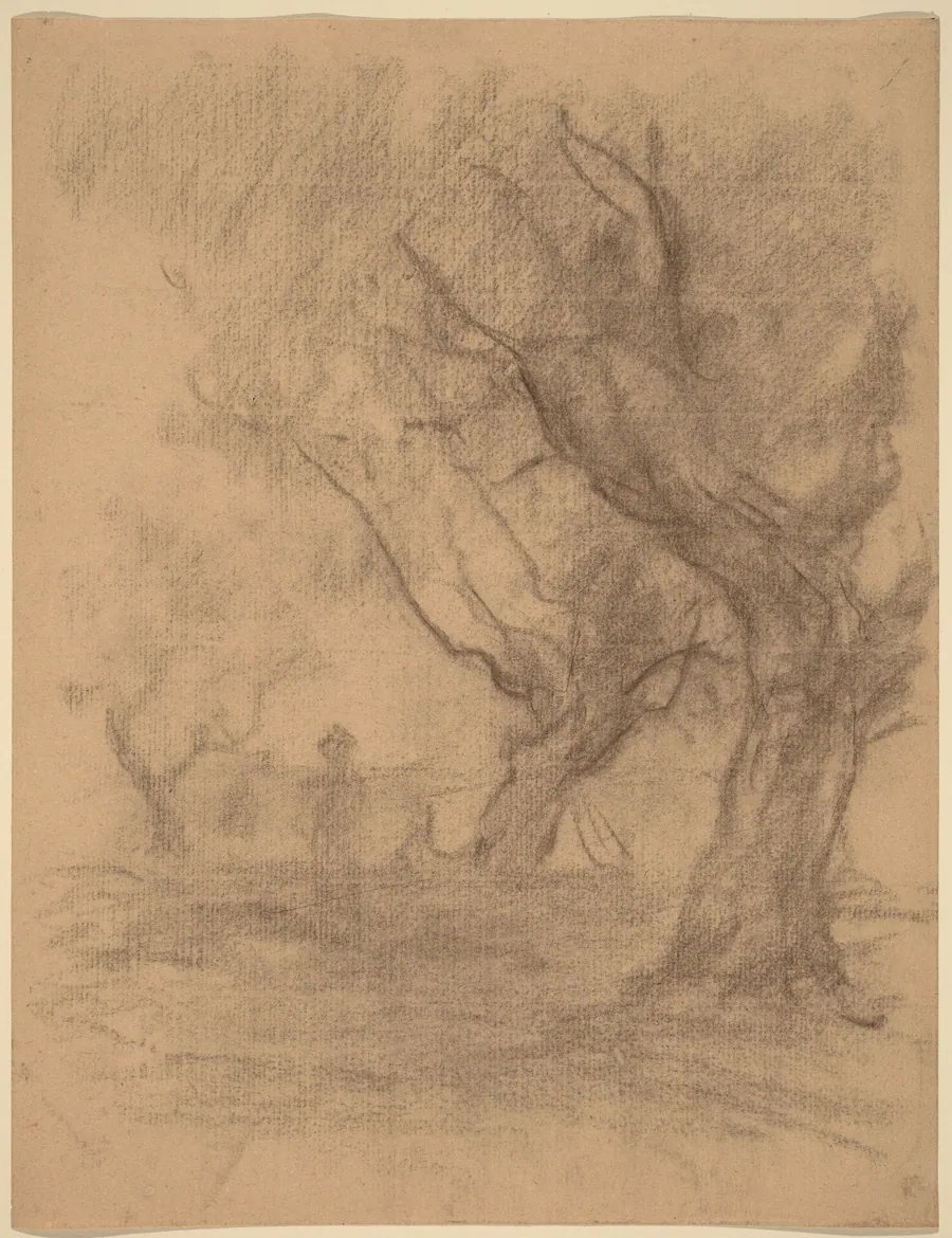Woman Standing beneath Two Trees by William Morris Hunt
