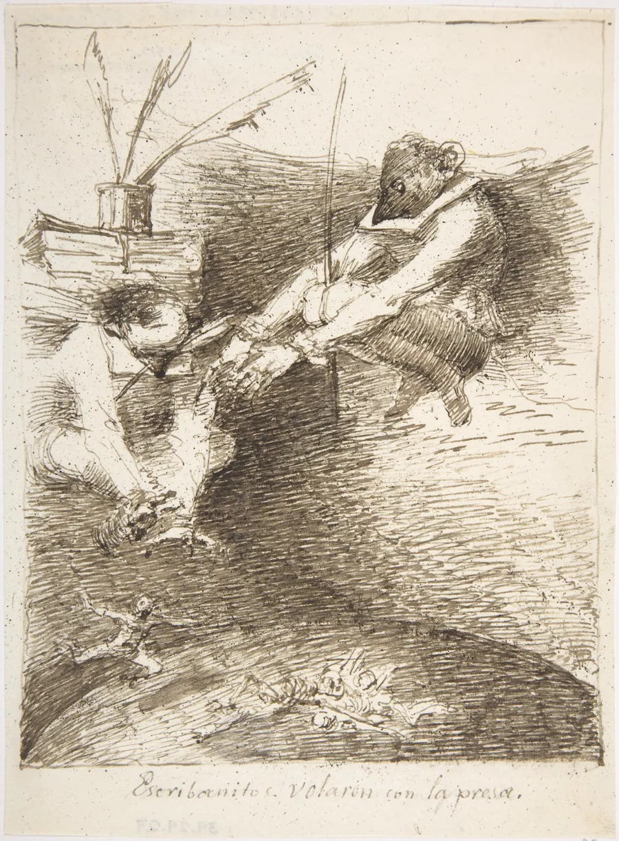 The Notaries Flew of With The Prey ("Escribanitos volaron con la presa") by Leonardo Alenza y Nieto