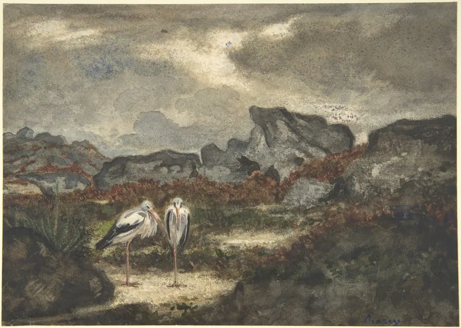 Herons in Landscape by Antoine-Louis Barye