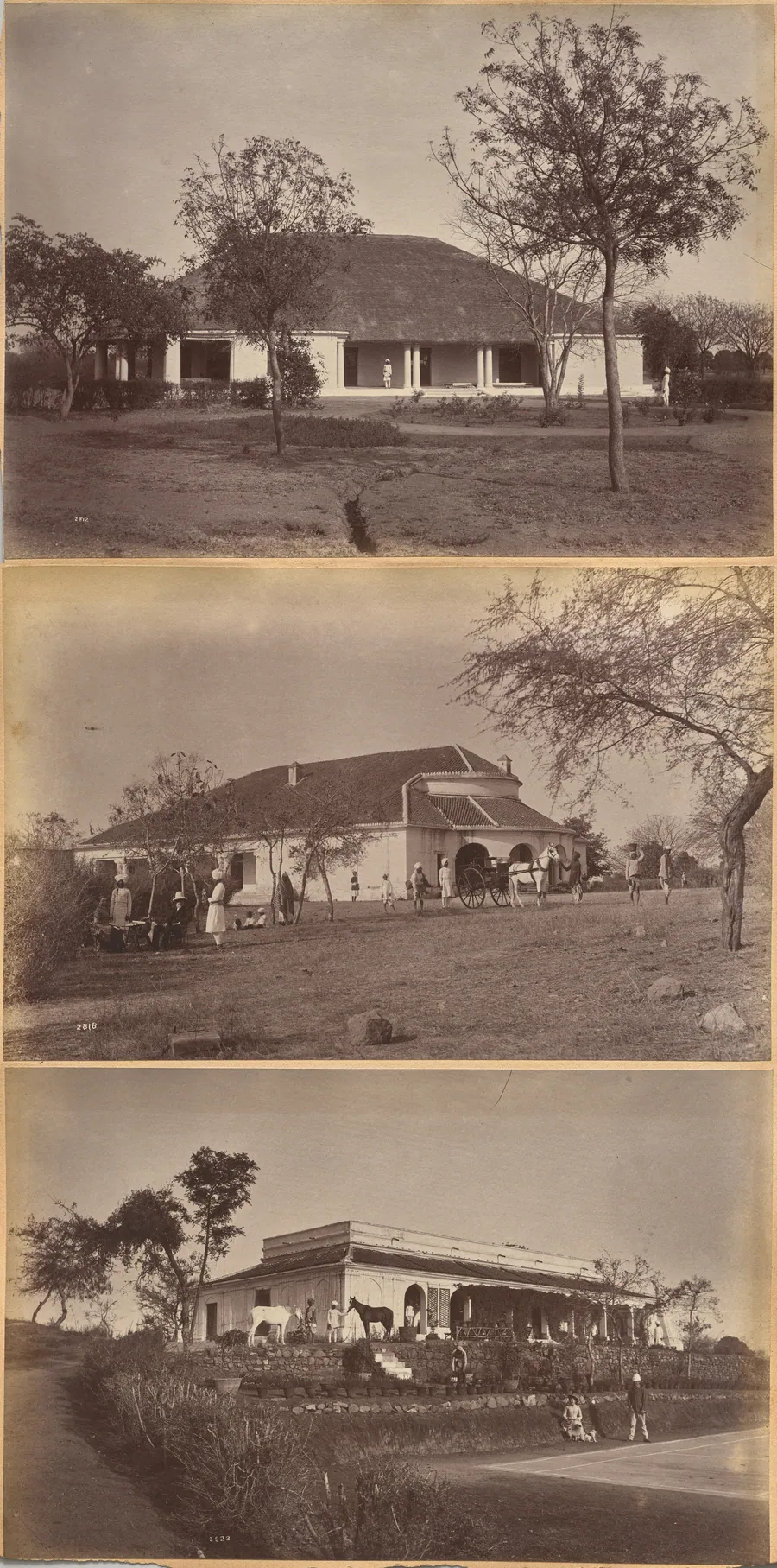 Commissioner's house, Jhansi (recto); Reverend Holcomb's Bungalow (verso, top); Untitled (verso, bottom) by Raja Deen Dayal