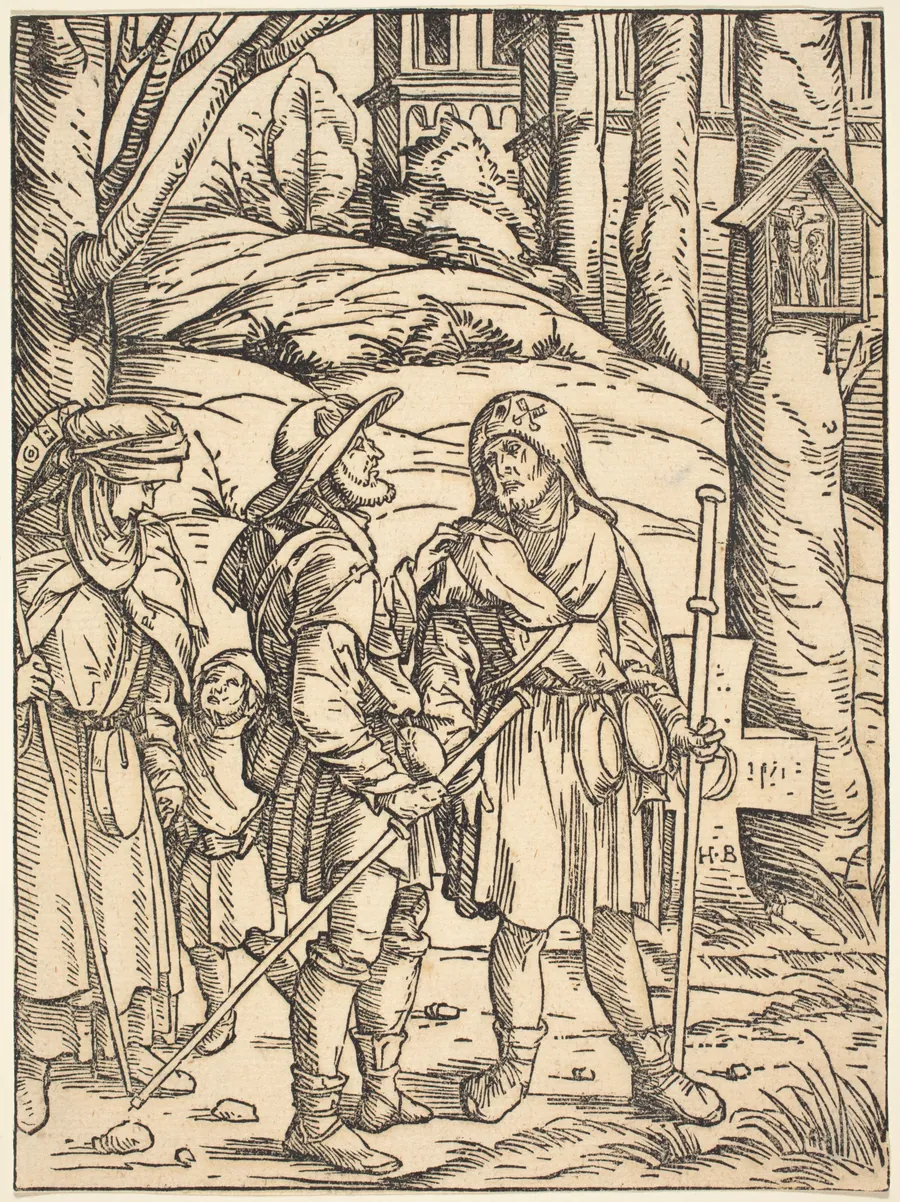 Pilgrims at a Wayside Shrine by Hans Burgkmair I