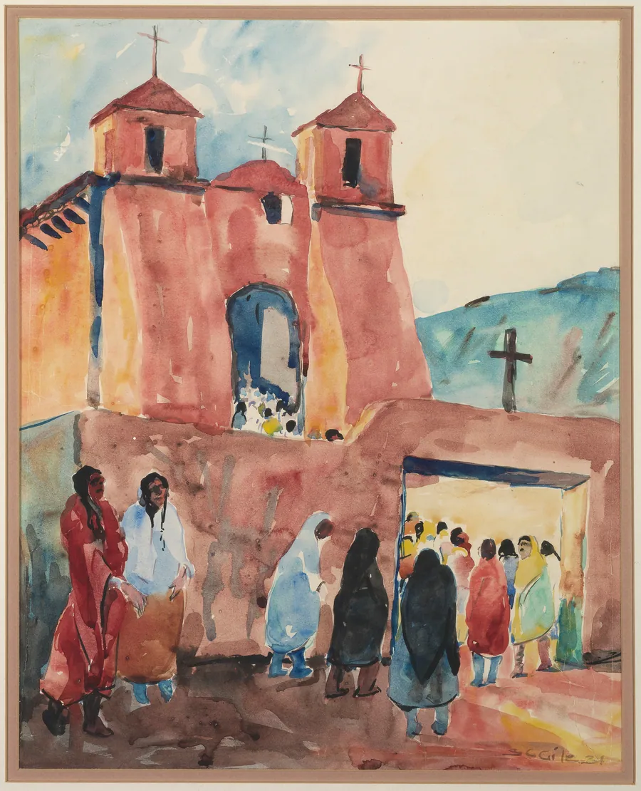 Church, Rancho de Taos by Selden Connor Gile, born Stow, ME 1877-died San Rafael, CA 1947