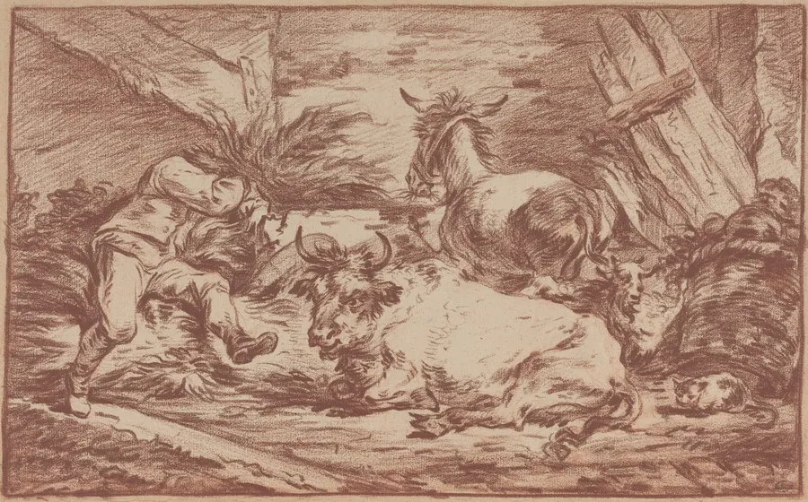 Animals in a Stable by Philippe Jacques de Loutherbourg II