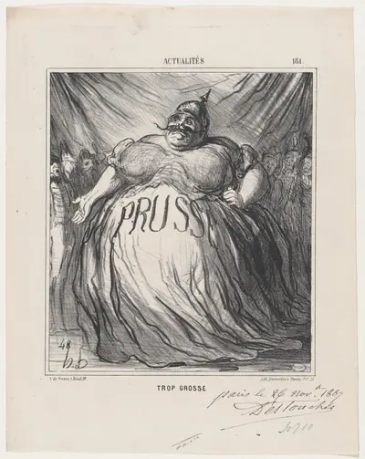 Too fat, from 'News of the day,' published in Le Charivari, November 16, 1867