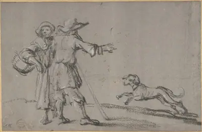 Two Figures and a Dog