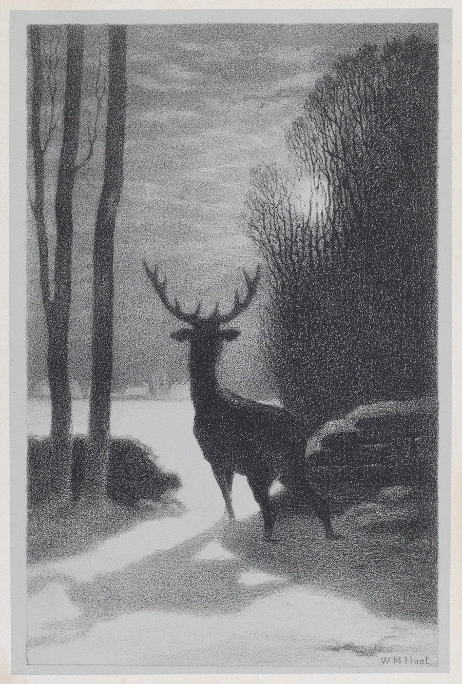 Stag in the Moonlight by William Morris Hunt