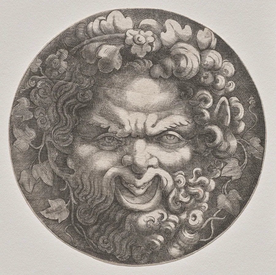 Head of Silenus by Adamo Scultori