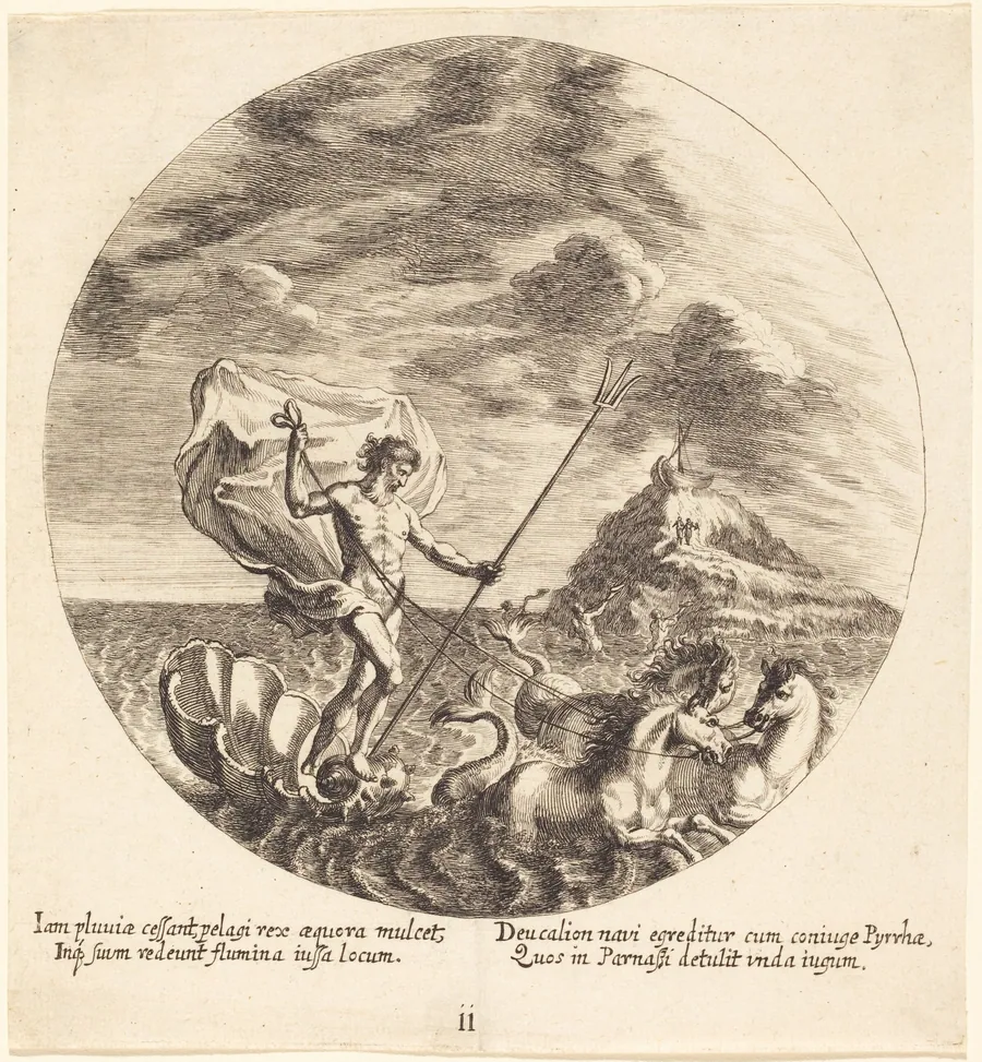 Deucalion and Pyrrha Land on Parnassus by Georg Andreas Wolfgang the Elder