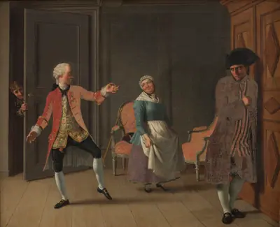 Motiv fra Ludvig Holbergs "Jean de France", I akt, 6. scene