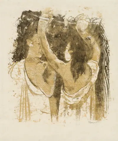 Two Tahitians Gathering Fruit [recto]