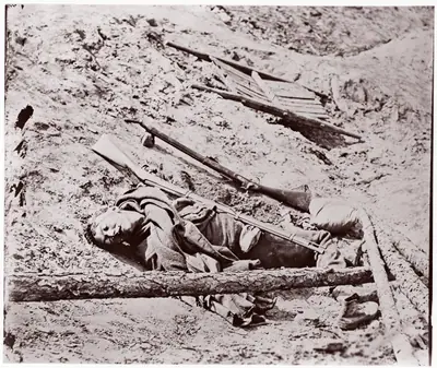 Dead Confederate Soldier at Fort Mahone, Petersburg