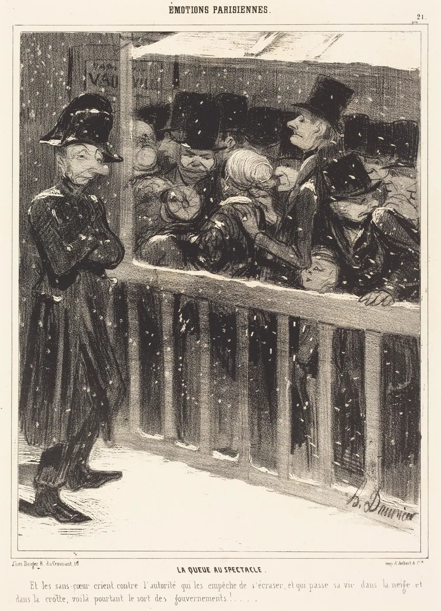 La Queue au Spectacle by Honoré Daumier
