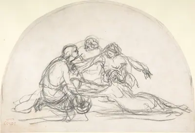 Three Nymphs and a Youth: study for a decorative lunette