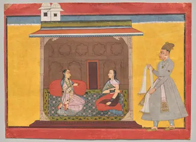The Heroine Who is Faithfully Loved: Madhya Svadhinapatika Nayika, from a Rasamanjari of Bhanudatta